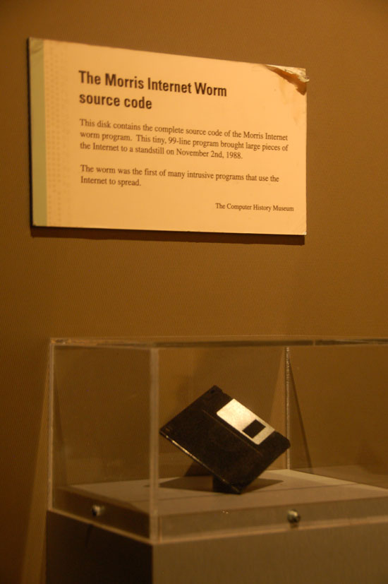 Floppy Disk containing Morris Worm source code.