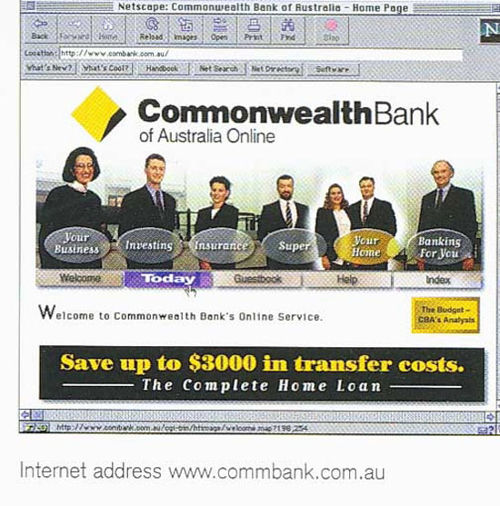 Commonwealth Bank Netbanking interface in 1997