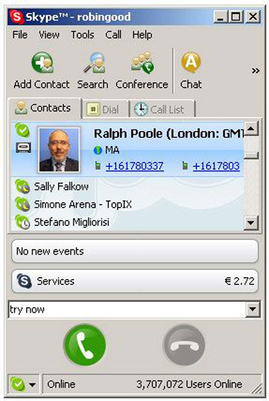Skype early interface
